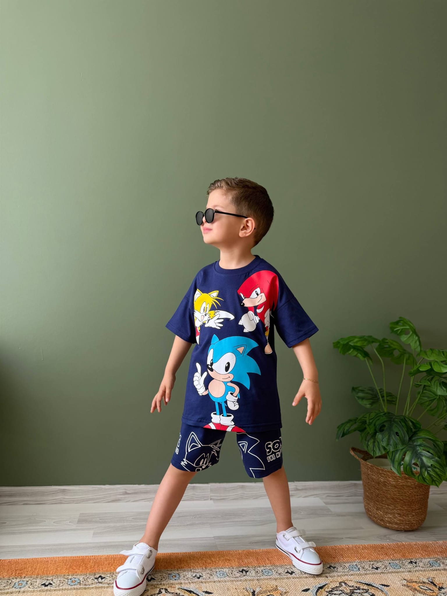 ترنك ولادي نصف كم سونيك - لون كحلي