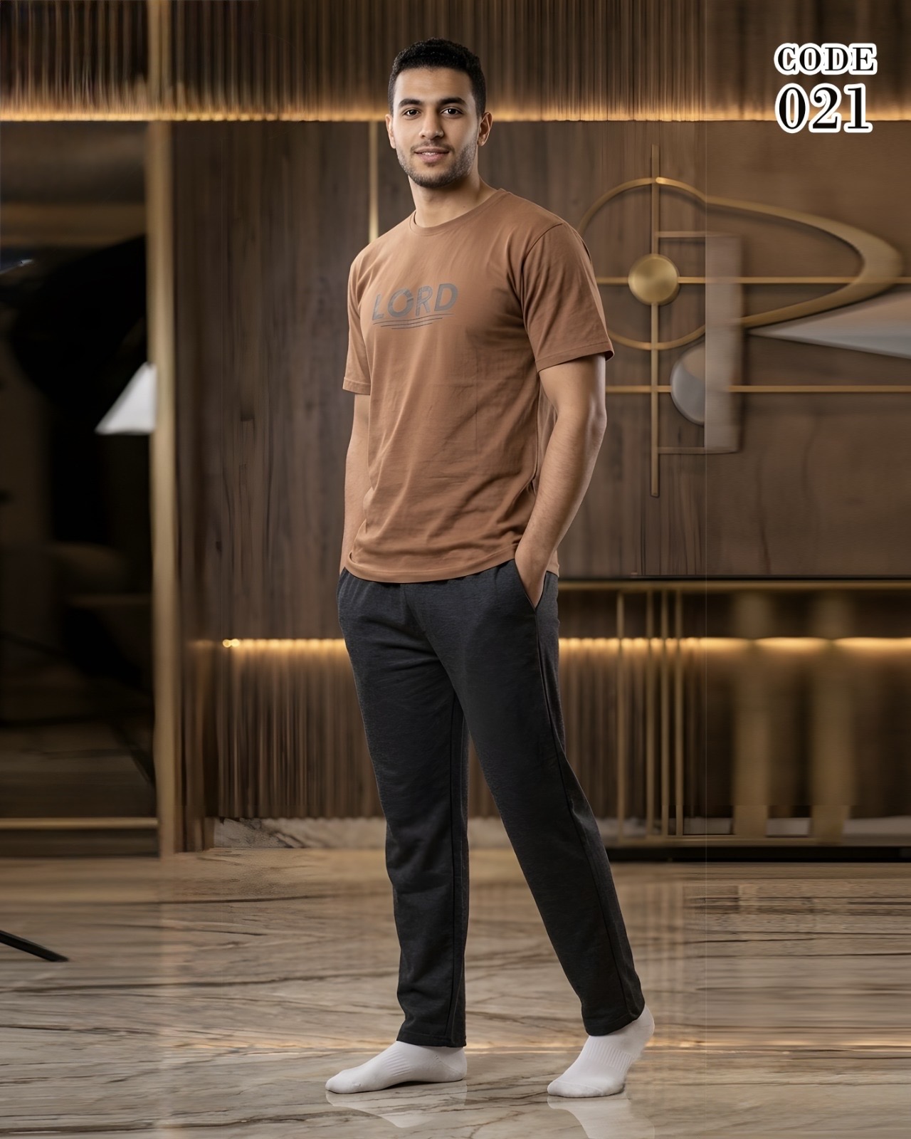 بيجاما  رجالي قطن نصف كم 021