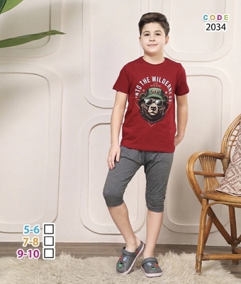 بيجاما ولادي قطن نصف كم و برمودا 2034