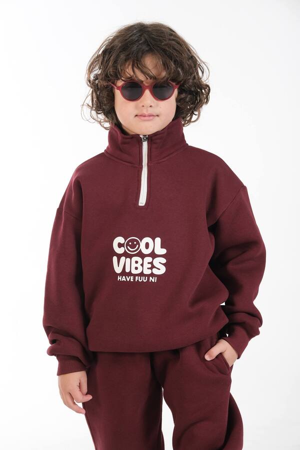 ترنك اطفال شتوي فوتر COOL VIBES - لون خمري